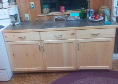 Cottage Pine Kitchen Cabinets continued with slate counter top