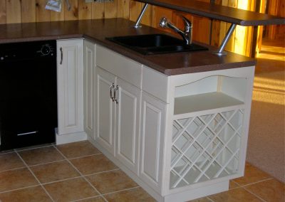 Kitchen peninsula with Wine Rack