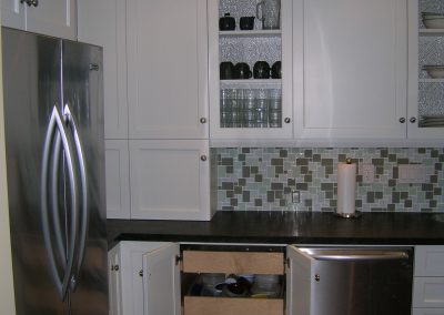 Painted Maple Cupboards with Interior Back Lighting