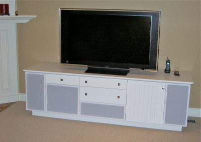 Painted Maple Stereo Cabinet with built-in speakers