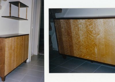 Walnut & Birds Eye Maple Credenza with matching Wall Shelving