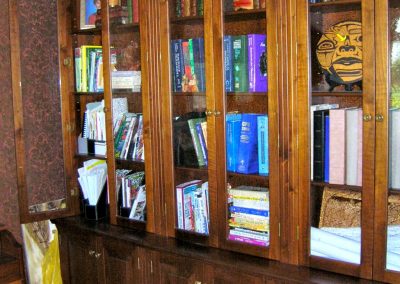 Walnut Wall Unit with fluted columns and custom mouldings