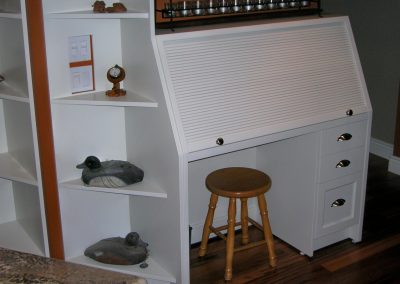 White Painted Maple Desk & Angled Shelves